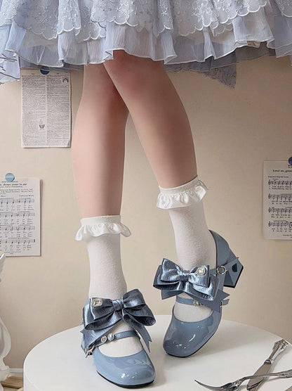 Ribbon Open Heart High Heel Lolita Shoes [jewel Ribbon/normal Ribbon]