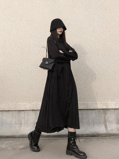 Dark Style Loose Shirt Dress