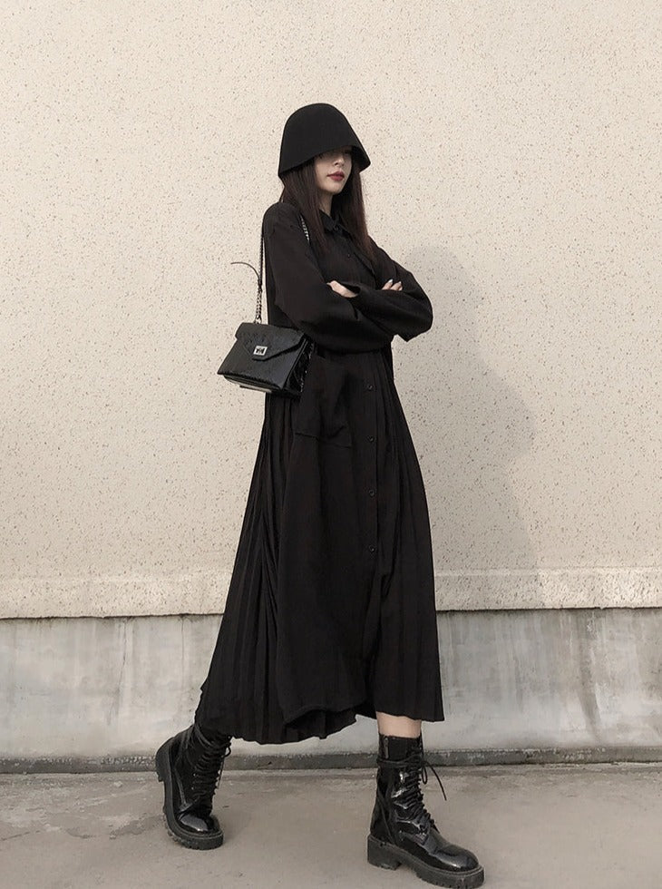 Dark Style Loose Shirt Dress