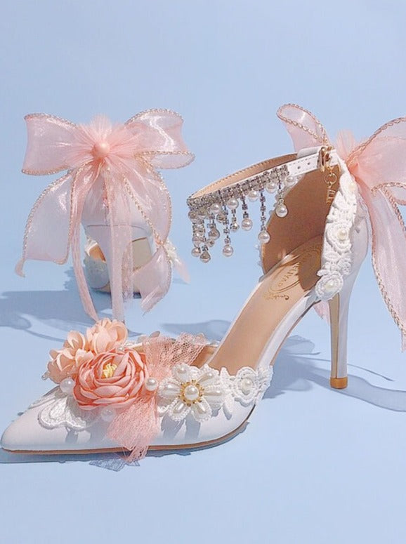 Heels With Pearl Rhinestones