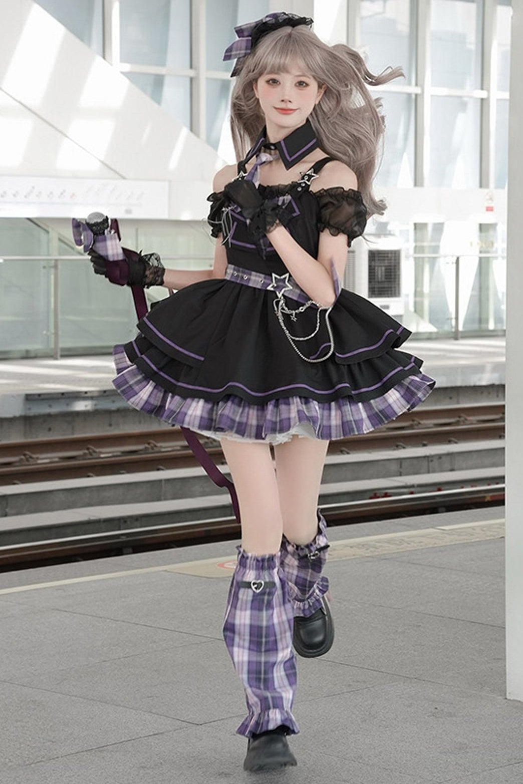 Dark Idol Plaid Lolita Dress + Leg Warmers