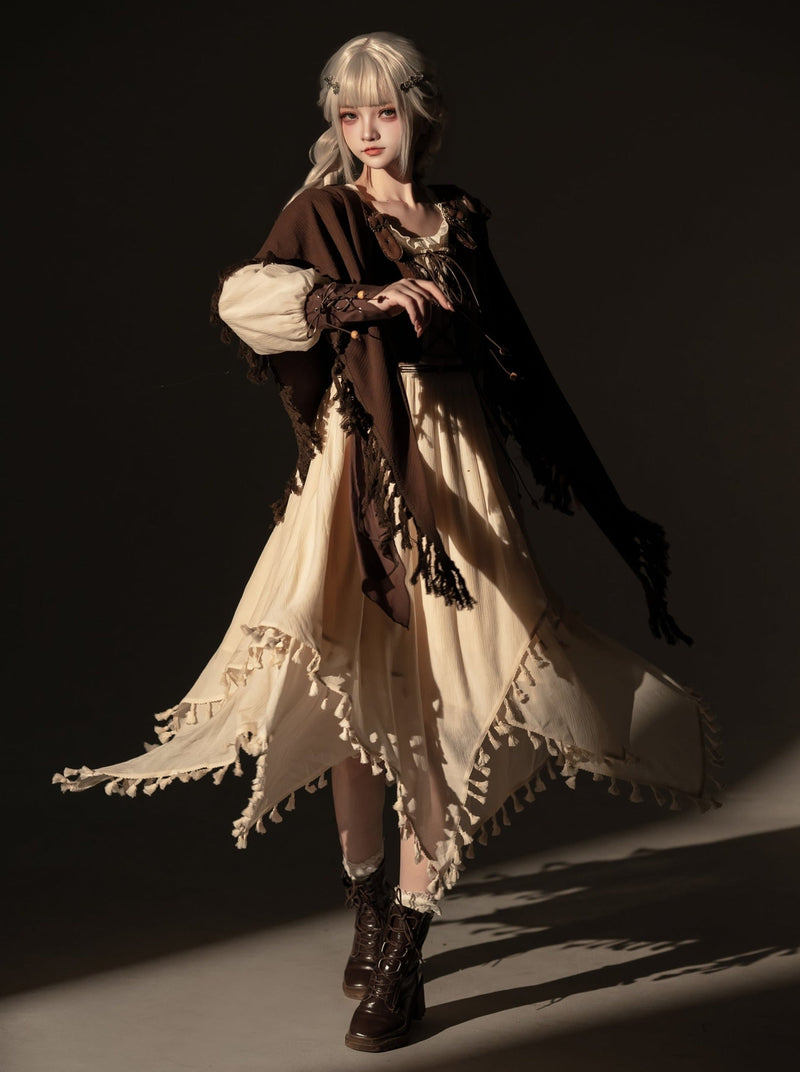 Exotic Style Dress + Vest + Cape