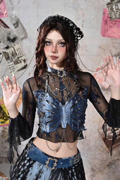 [pre-order] Virtual Sheer Top + Chain Butterfly Tube Top