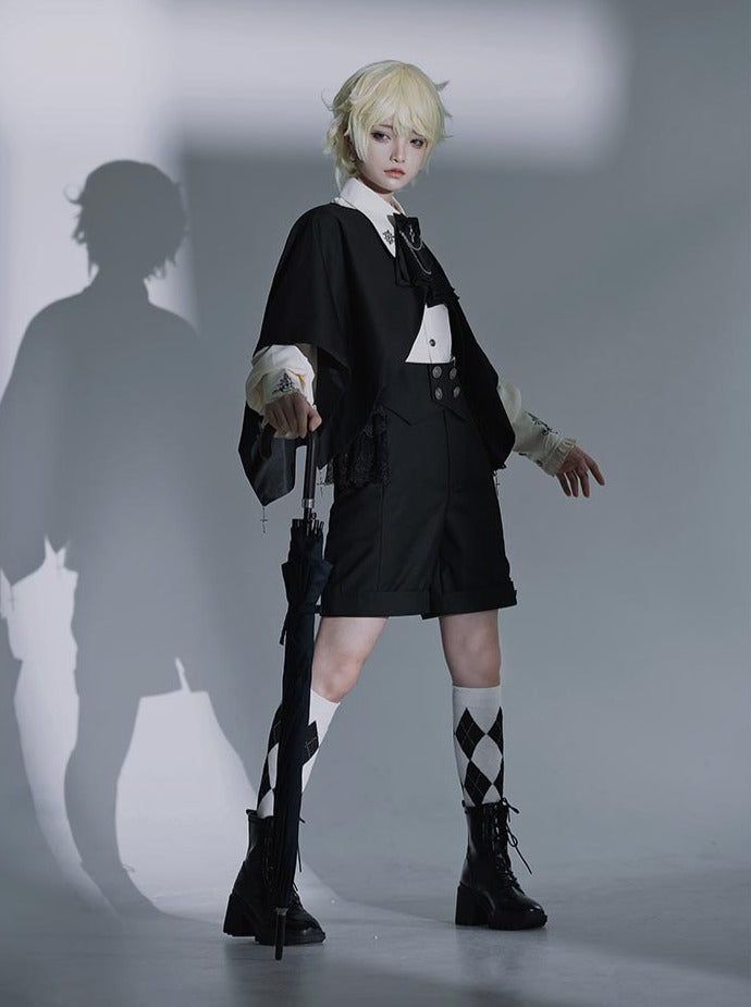 Night Crow Magic Lolita Prince Cape Shirt Suspender Dress Set