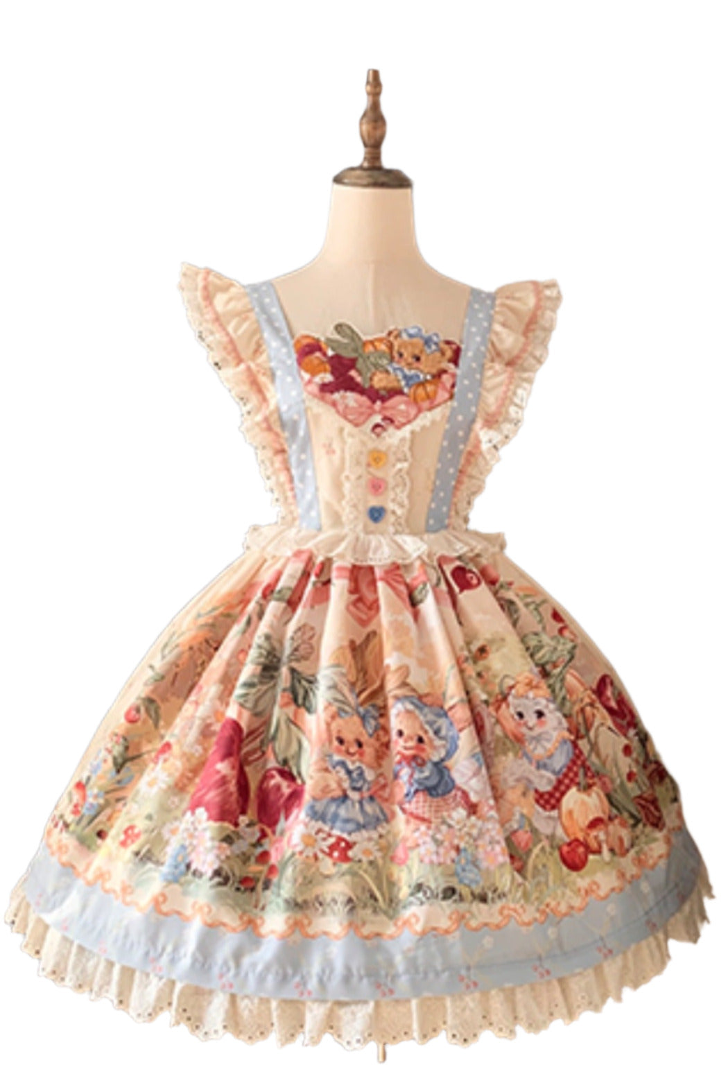 [pre-order] Carrot Print Layered Dress + Suspender Dress + Apron