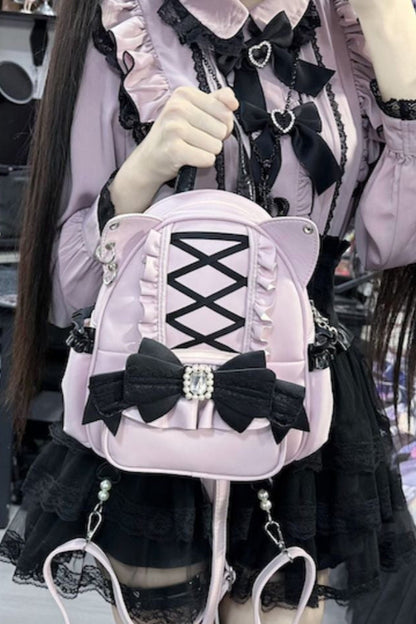 [pre-order] Cat Ear Jewel Ribbon Backpack
