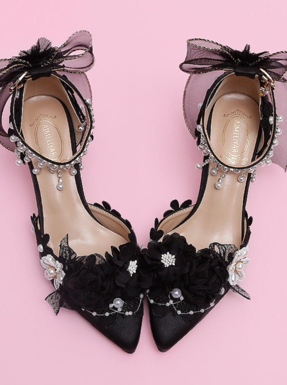 Heels With Pearl Rhinestones
