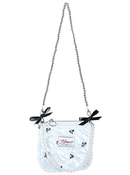 Sweet Fairy Embroidery Pearl Strap Mini Shoulder Bag