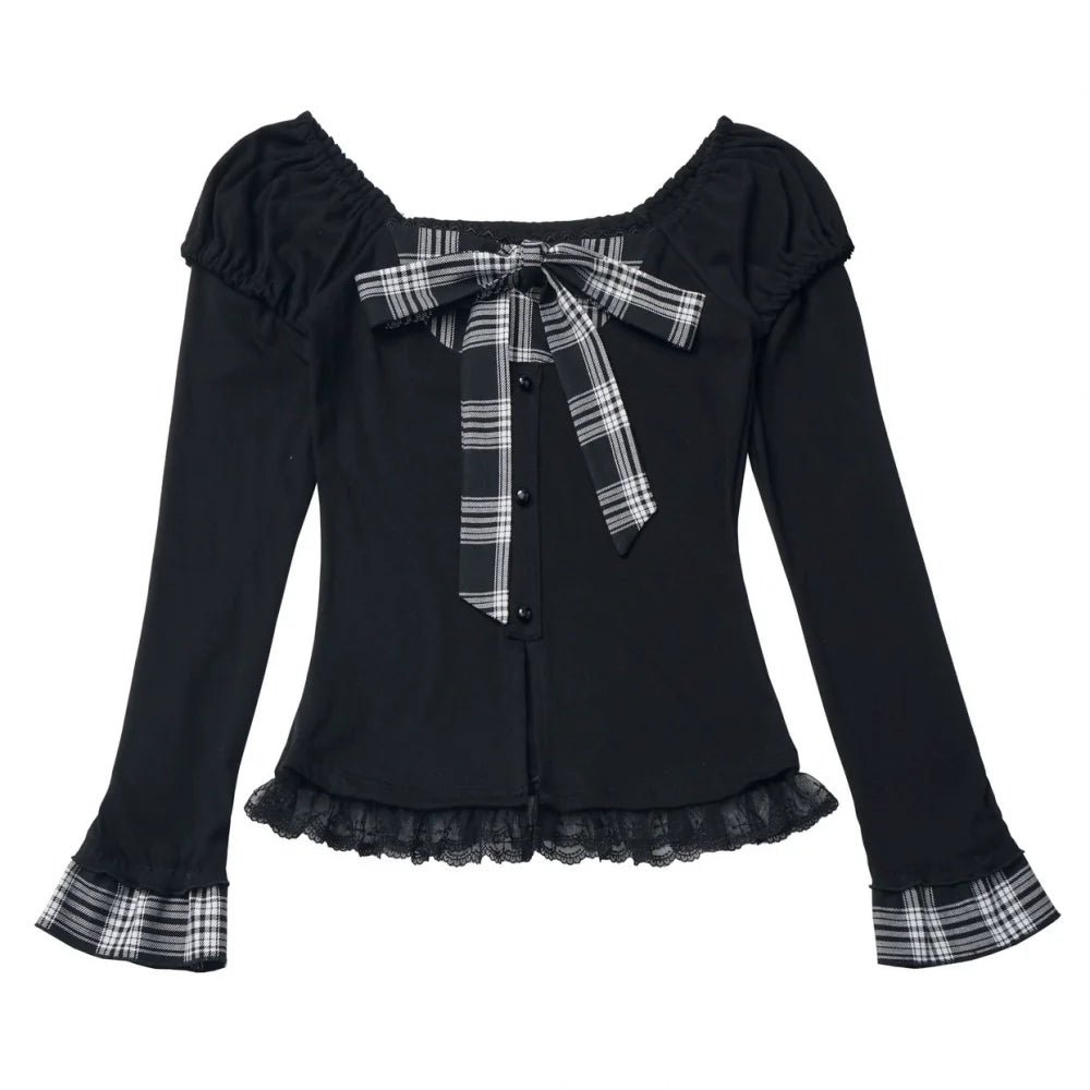 Plaid Ribbon Top + Skirt