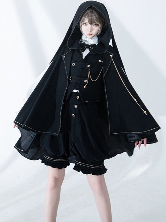 Dark Prince Hooded Cape + Rabbit Hooded Vest + Pumpkin Pants + Ruffle Shirt + Big Waist Ribbon [pre-order]
