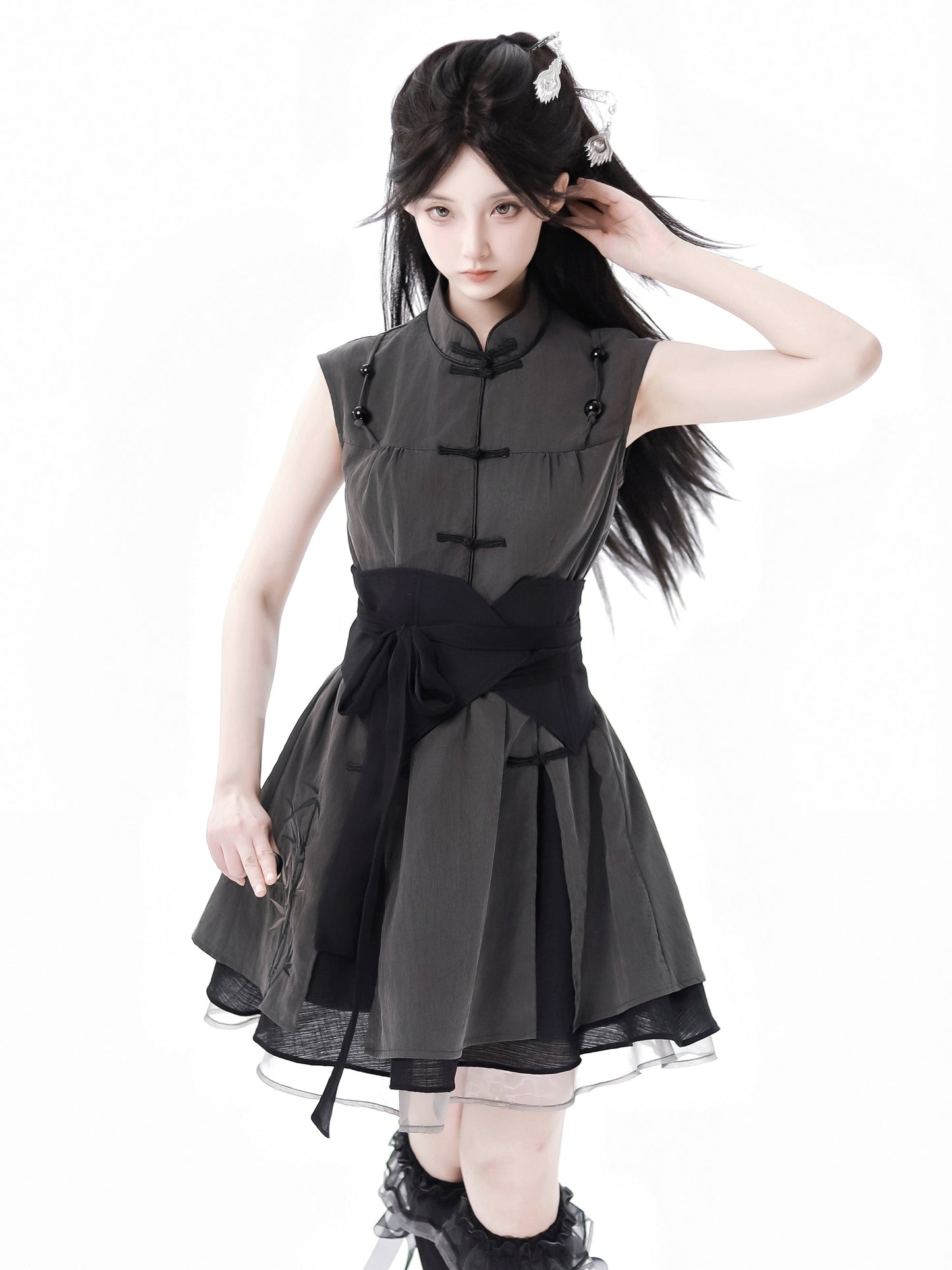 Cyber Chinese-style Mode Dress + Shirt + Girdle + Vest