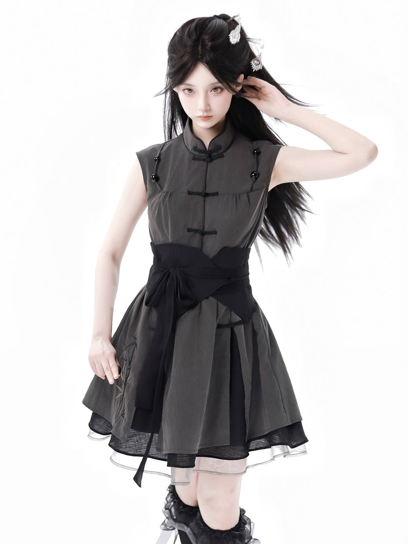 Cyber Chinese-style Mode Dress + Shirt + Girdle + Vest