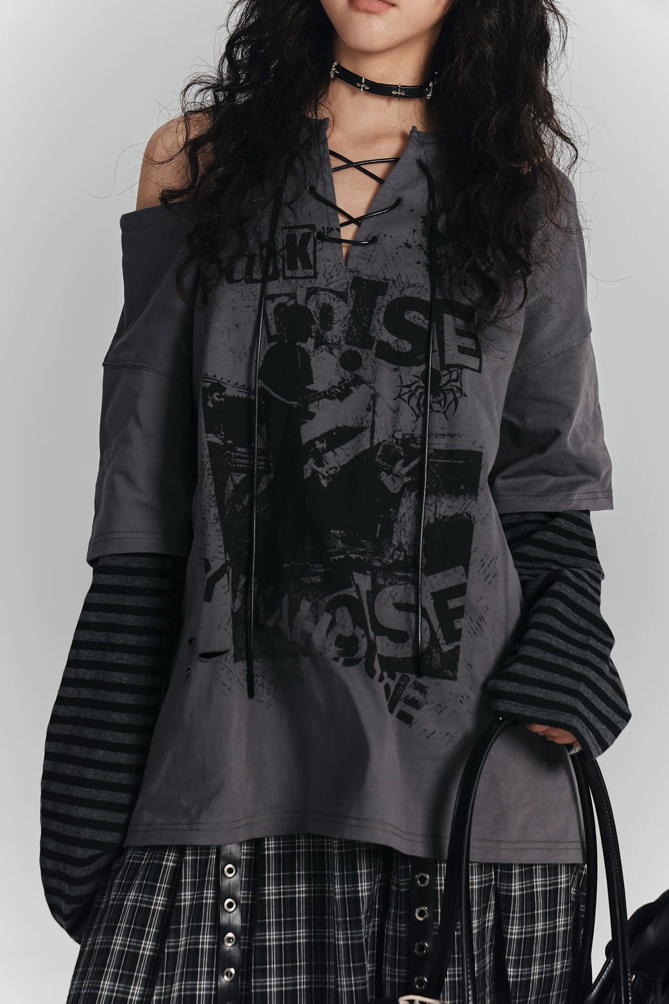 Retro Dark Border Loose Top