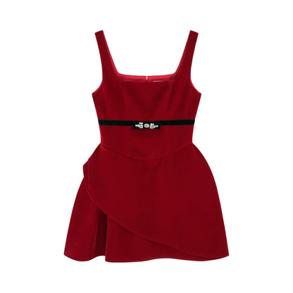 Red Velvet Bubble Dress + Top