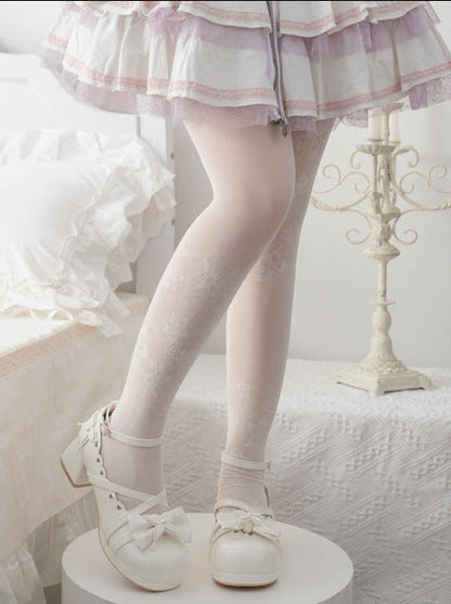 Lolita Sweet Mid-heel Round Toe Ribbon Shoes
