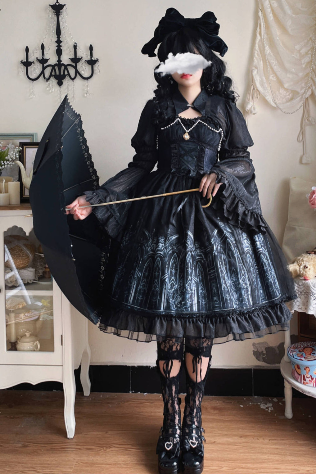Star Night Dark Gothic Style Lolita Dress + Short Shawl
