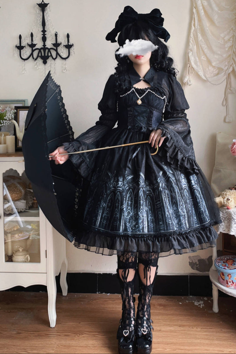 Star Night Dark Gothic Style Lolita Dress + Short Shawl
