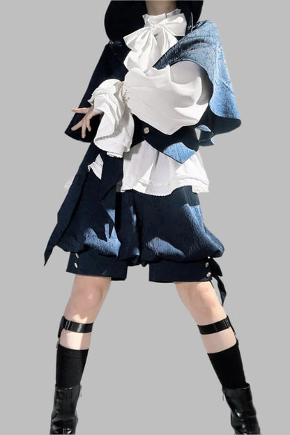 Sapphire Blue Bunny Ear Cape Jacket + Vest + Shorts