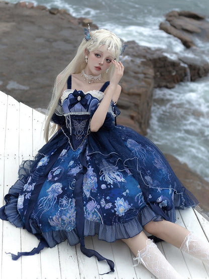 Deep Jellyfish Suspender Dress Set