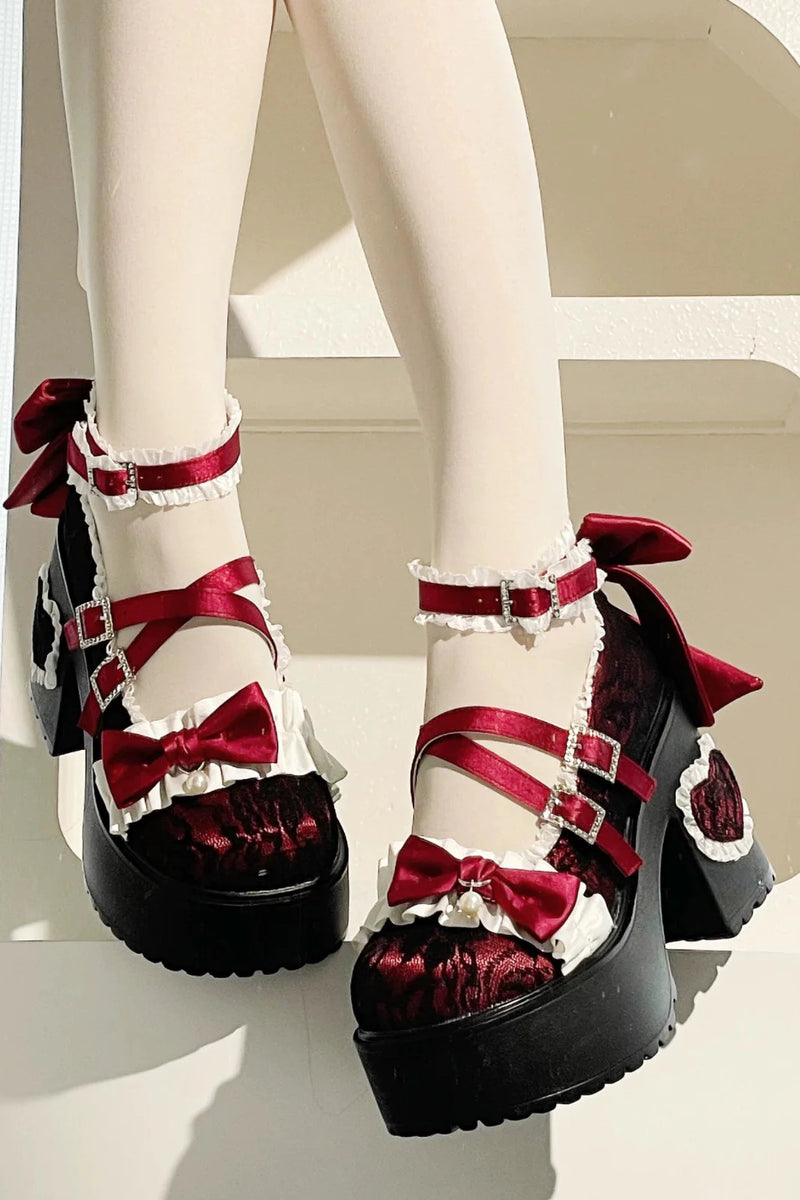 Dream Ribbon Lace Mary Jane Shoes