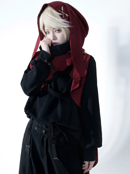 Dark Cool Jacket + Capri Pants + Hooded Scarf