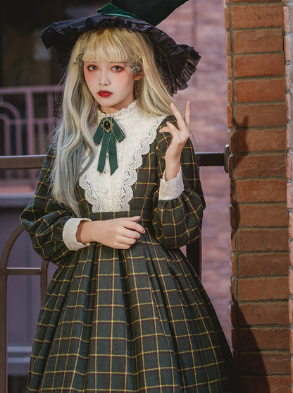 Retro Girl Volume Check Lolita Dress [pre-order]