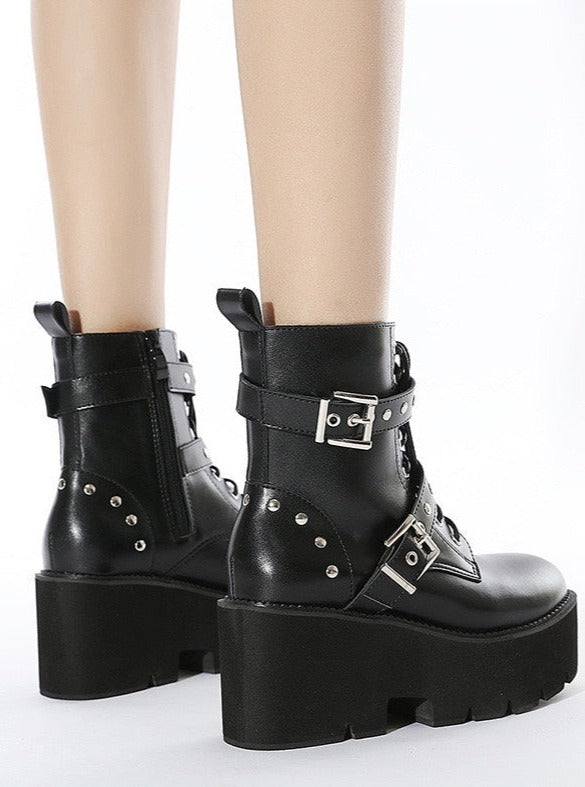 Dark Y2k Hot Girl Belt Buckle Platform Shoes