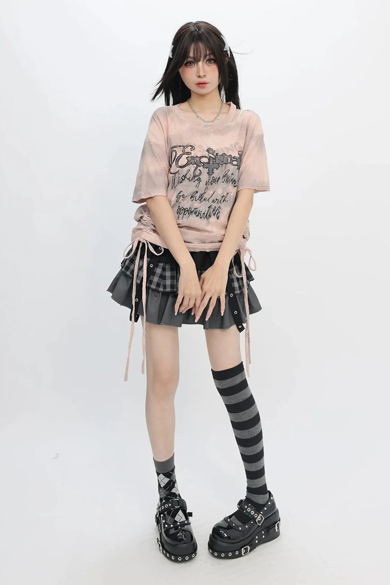 Y2k Tie-dye Off-shoulder Top