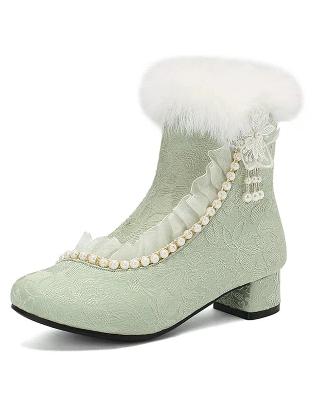 Lace Fur Short Boots