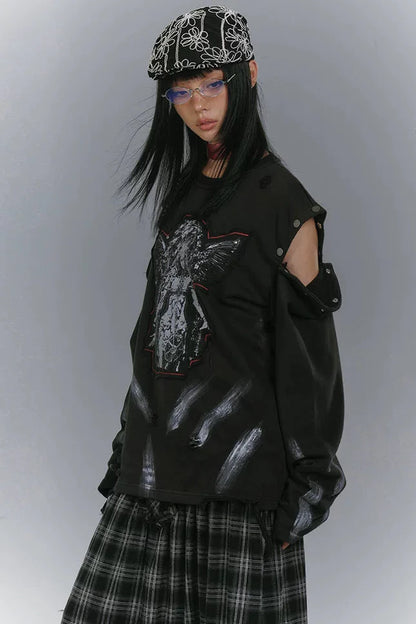 Cut Arm Design Loose Mode Tops