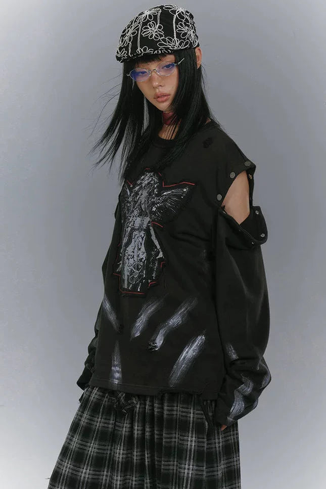 Cut Arm Design Loose Mode Tops