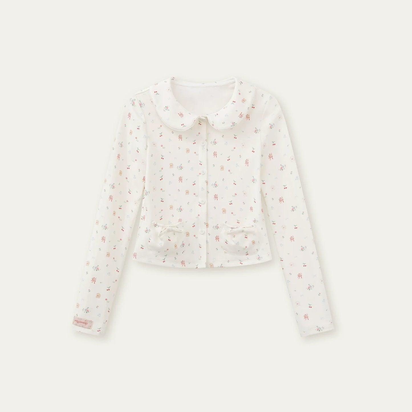 Printed Doll Collar Blouse + Pants
