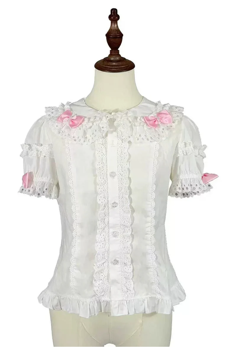 [pre-order Deadline: April 29] Strawberry Rabbit Ear Ribbon Shirt + Ruffled Shoulder Lace Ribbon Jk School Uniform Dress + Full Set/complete Set