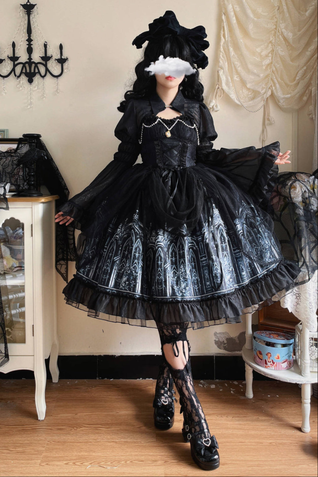 Star Night Dark Gothic Style Lolita Dress + Short Shawl