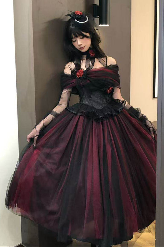 Dark Tulle Dress + Hat