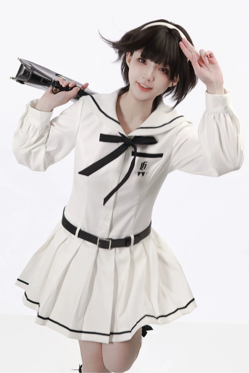 Monochrome Girl Sailor Dress + Shirt + Skirt + Bow Tie
