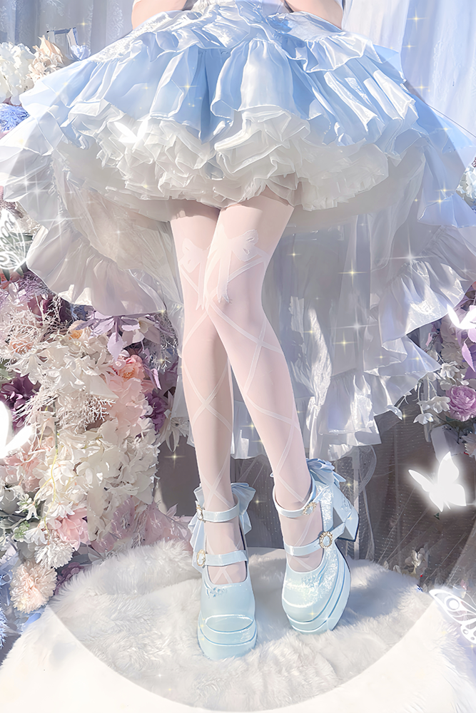 Sweet Macaron Color Ribbon Lolita Heel
