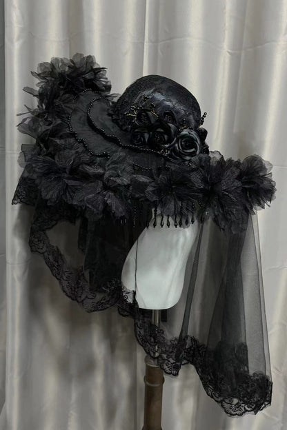 Dark Flower Lolita Gothic Hat