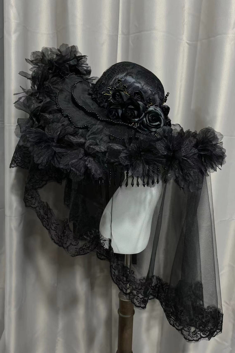 Dark Flower Lolita Gothic Hat