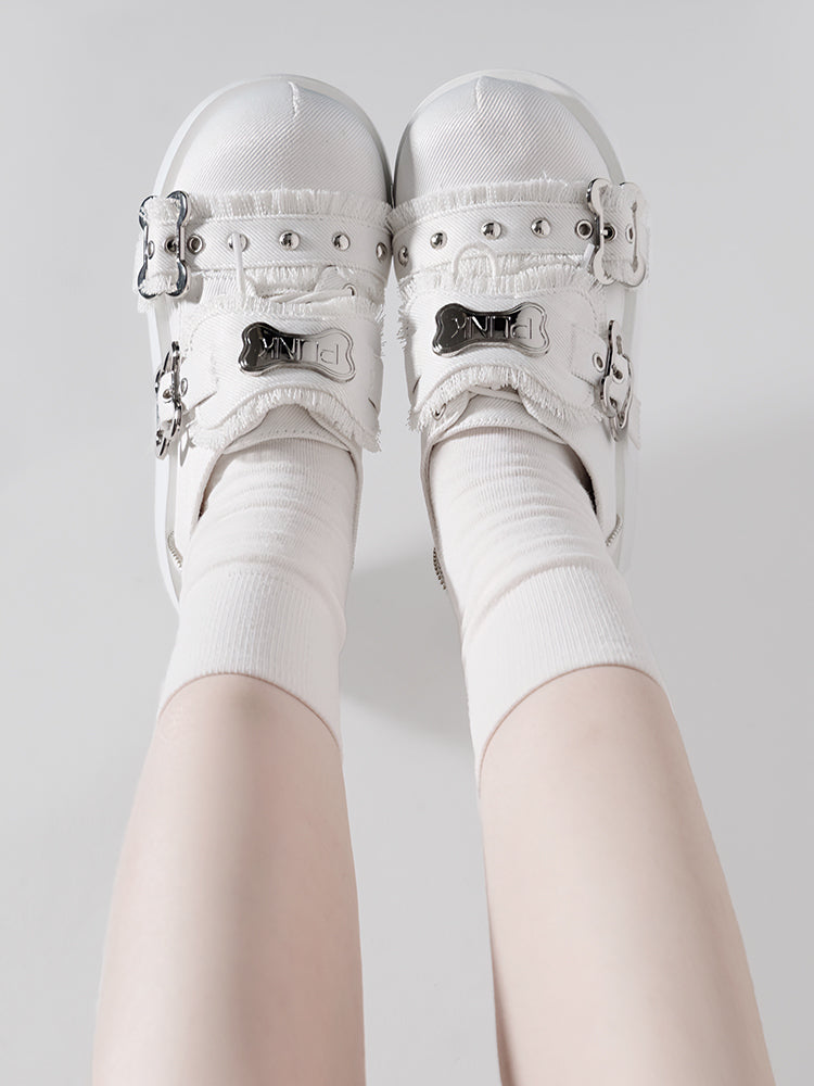 Angel Puppy Punk Style Round Toe Platform Shoes [denim/enamel]