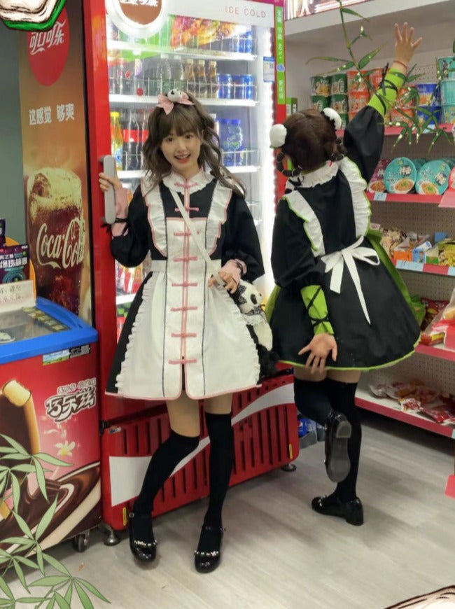 Chinese-style Red Panda Maid Lolita Dress + Accessories