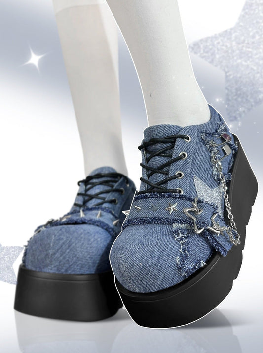 Denim Dark Platform Shoes