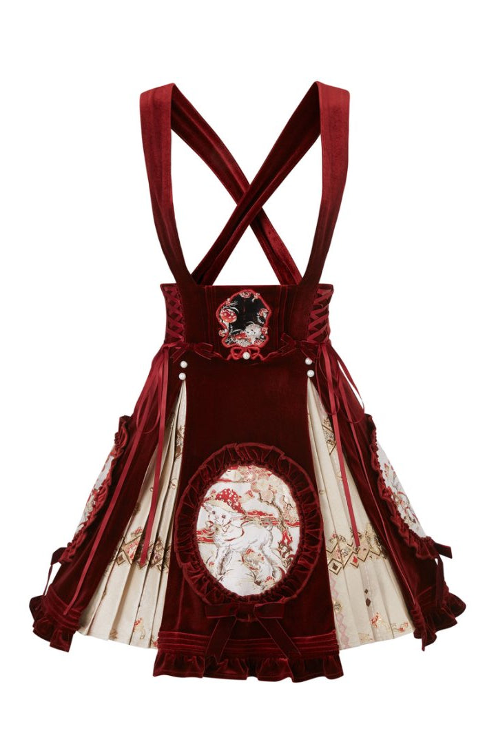 [pre-order] Japanese Style Mushroom Dark Sweet Lolita Jumper Skirt + Gown + Accessories