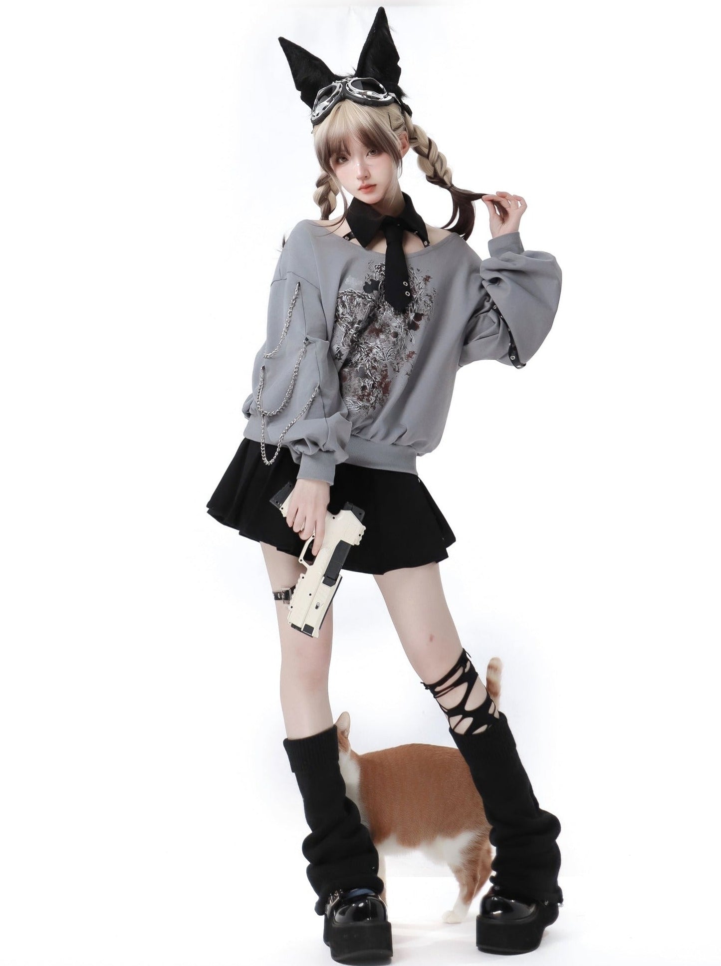Sleepless Dragon Top + Pleated Skirt
