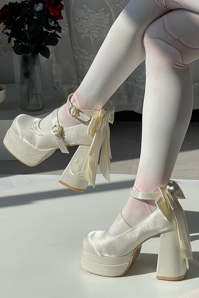 Sweet Macaron Color Ribbon Lolita Heel