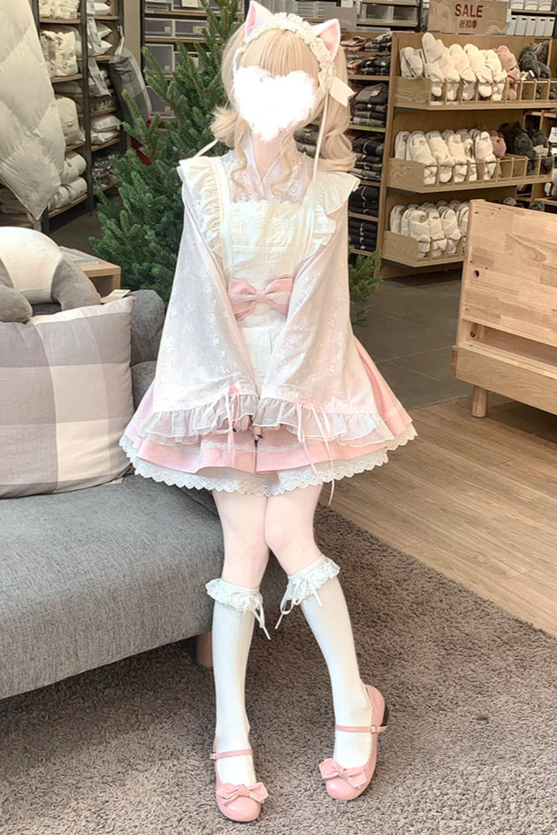 Cherry Maid Girly Top + Flare Skirt + Apron