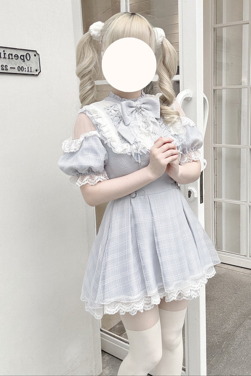 [pre-order] Angel Gray Blue Plaid Dress