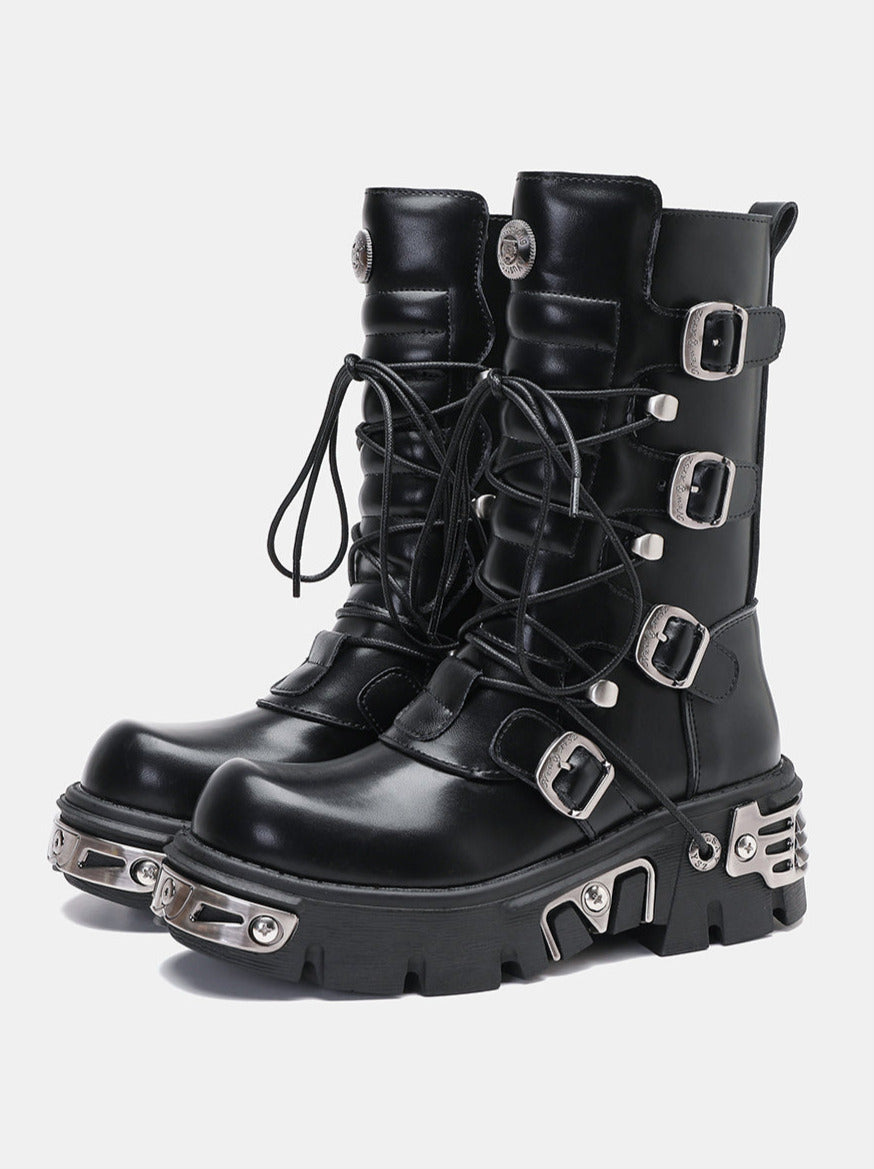 Retro Metal Punk Rock Platform Boots