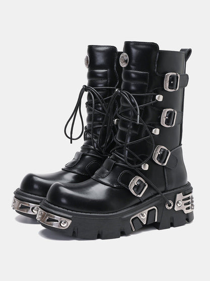 Retro Metal Punk Rock Platform Boots