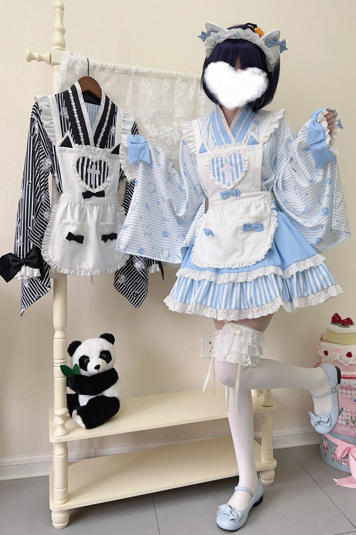 Medical Japanese Style Maid Stripe Lolita